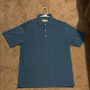 Donald Ross Casual Blue and White Striped Polo Shirt